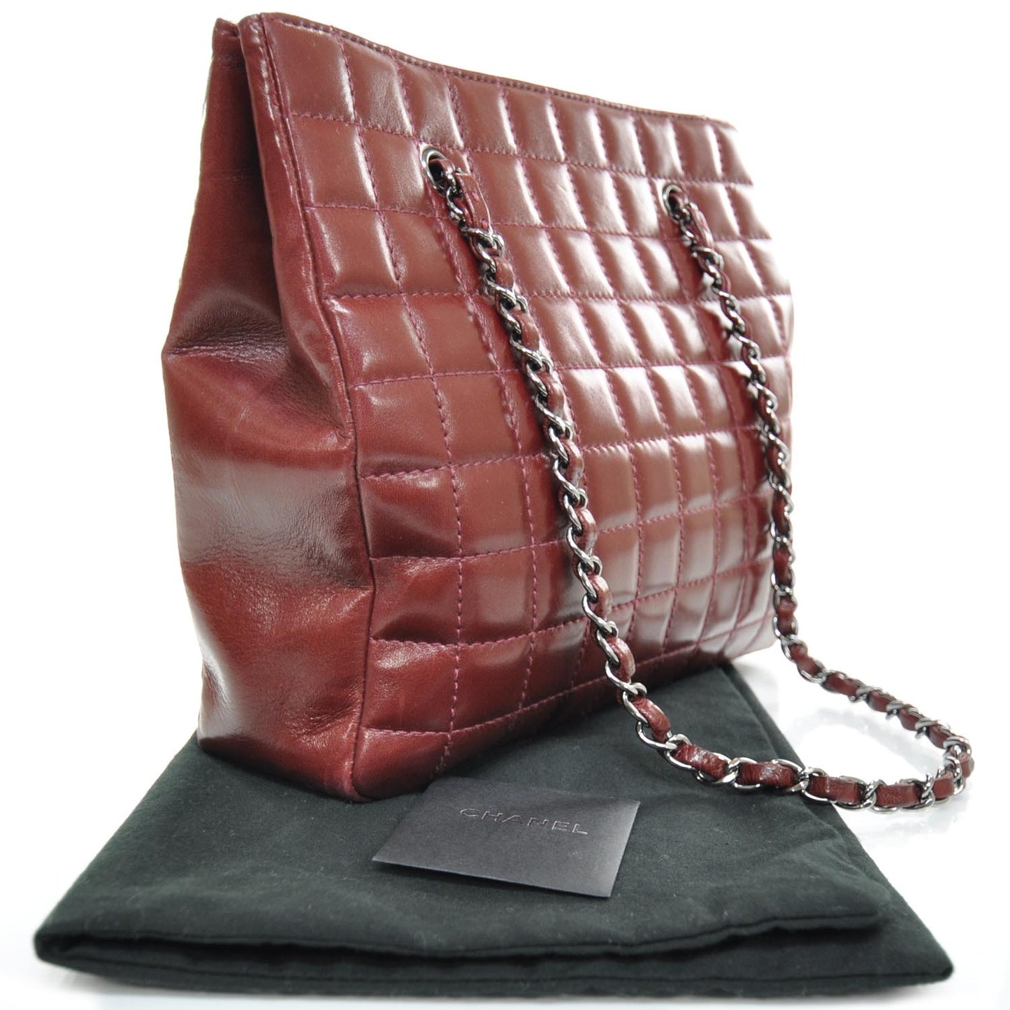 Leather Chocolate Bar Quilted Mademoiselle Lock Shoulder Bag