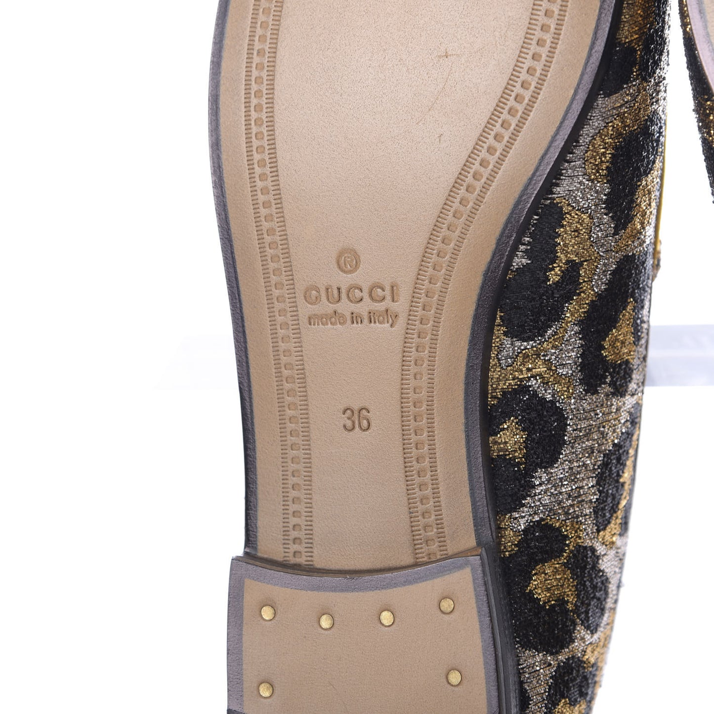 Jacquard Leopard Print Horsebit Womens Jordaan Loafers 36 Gold