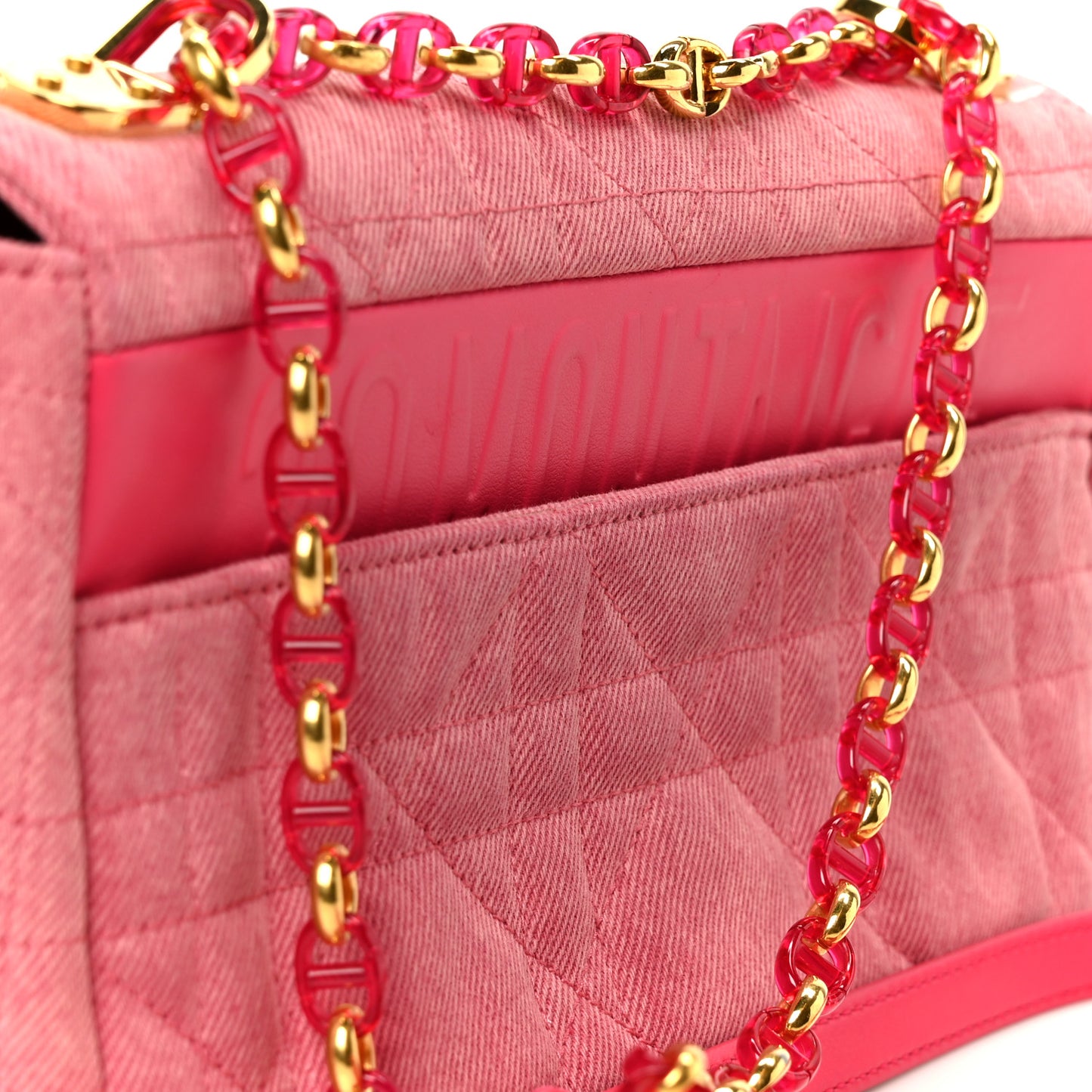 Denim Macrocannage Medium Caro Bag Fuchsia Multicolor