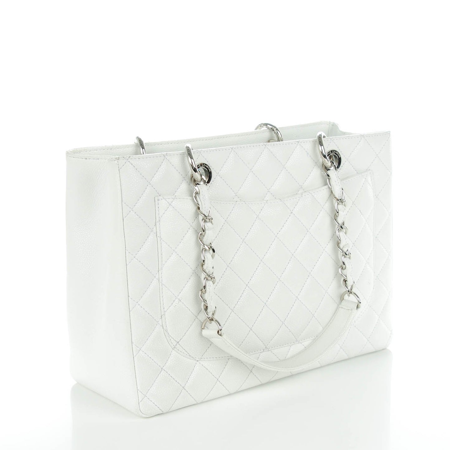 Caviar Quilted Grand Shopping Tote GST White