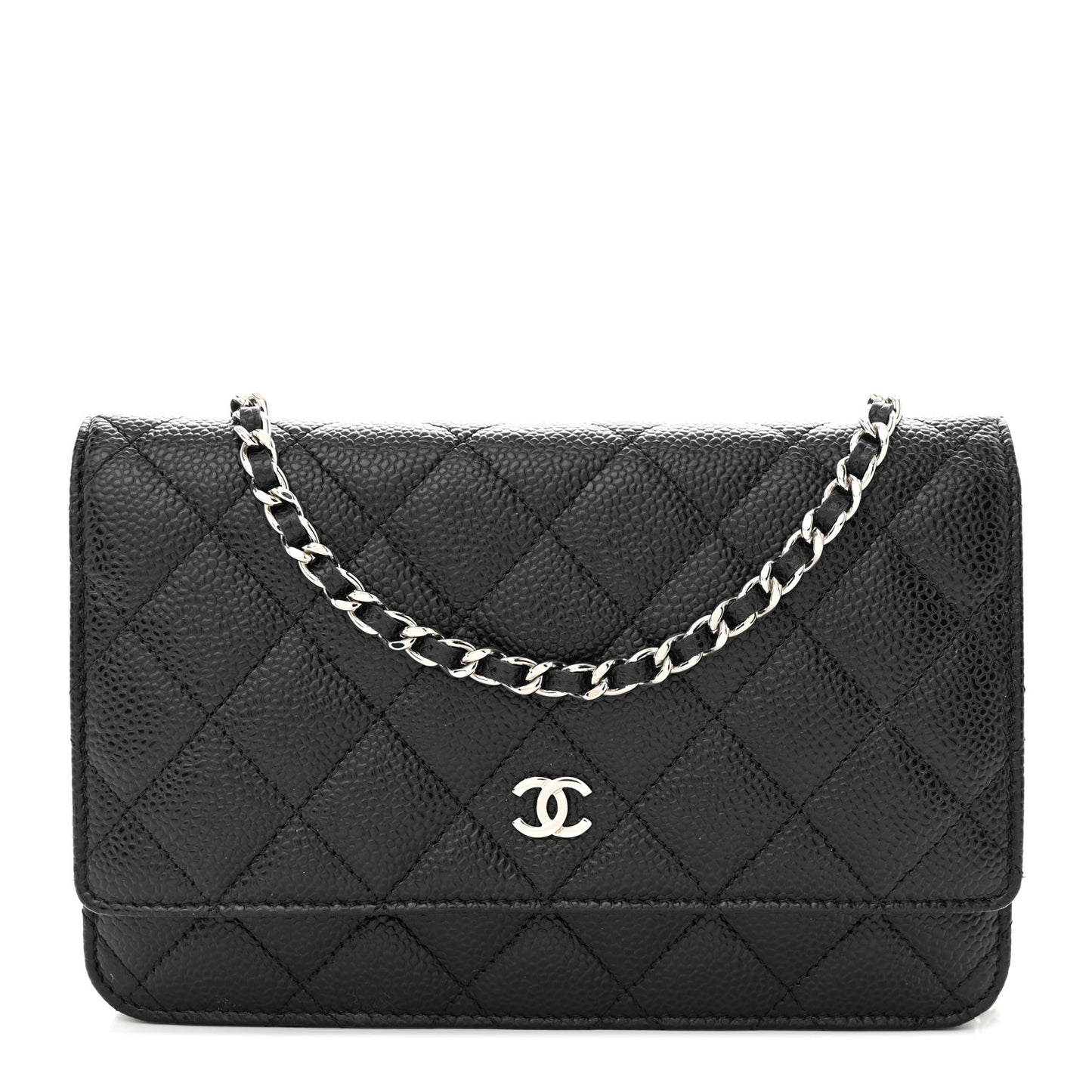 Caviar Quilted Wallet on Chain WOC Black