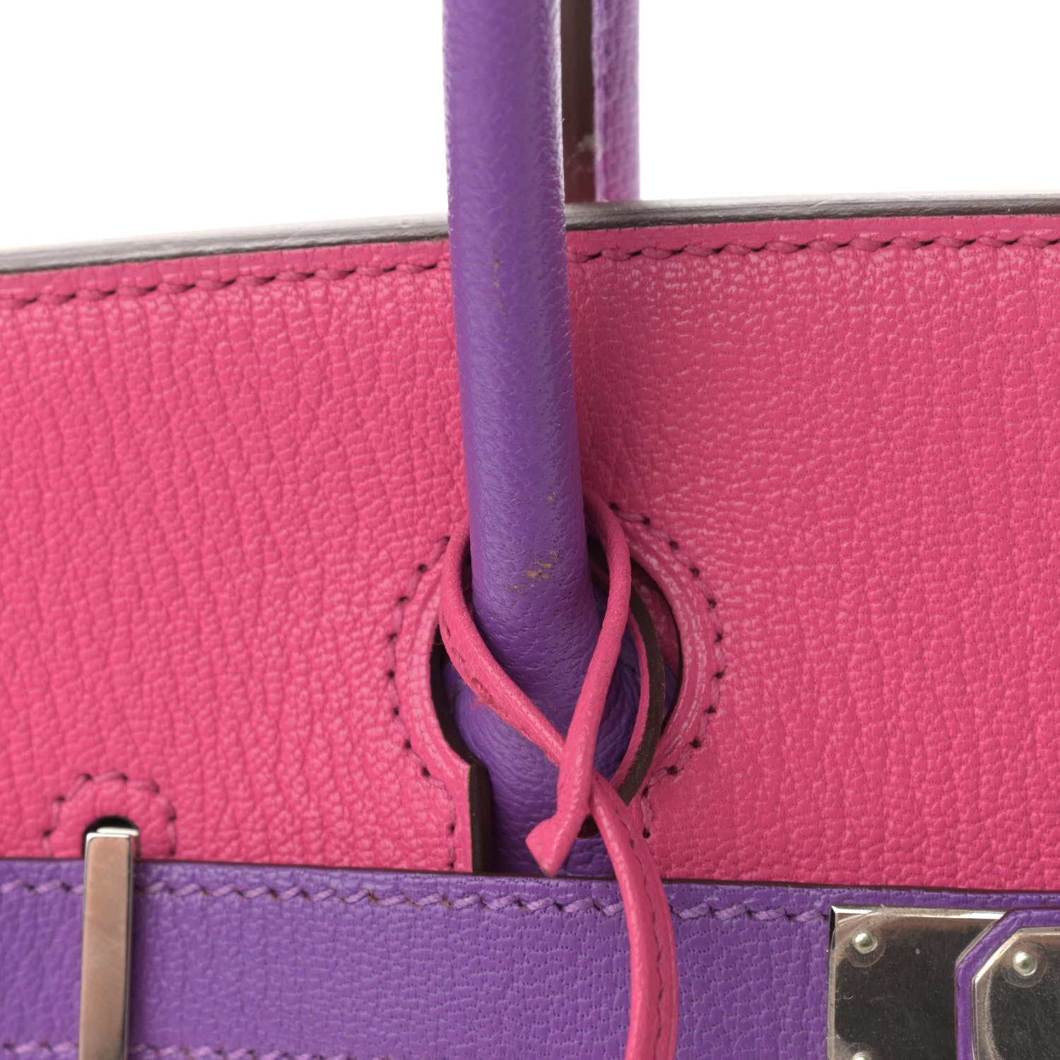 Hermes Chevre Bi-Color Horseshoe Birkin 30 Rose Shocking Iris 14 of 20