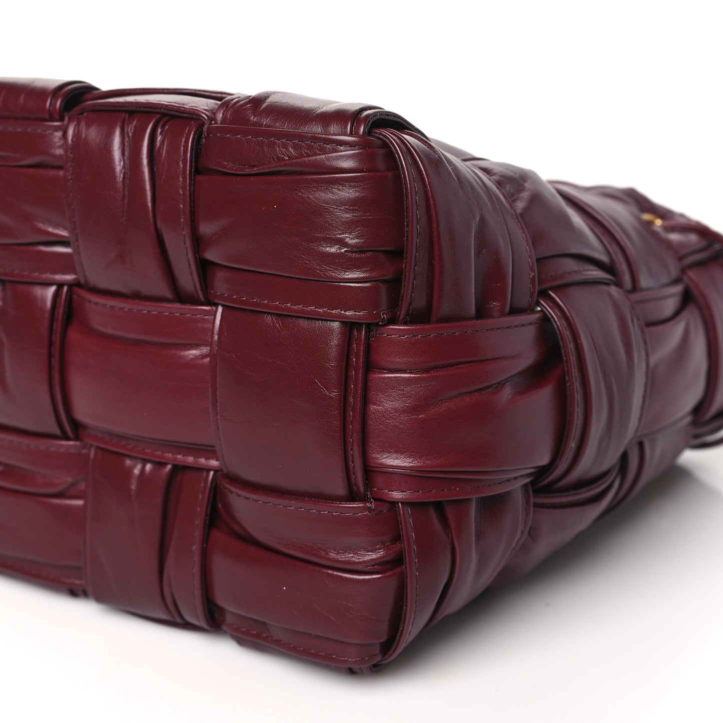 Calfskin Intrecciato Foulard Bucket Bag Barolo