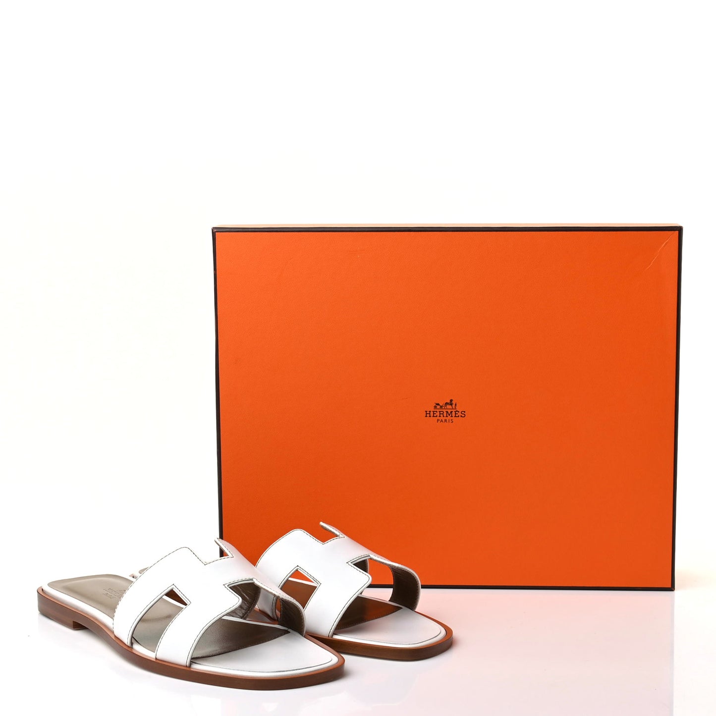 Box Calfskin Oran Sandals 36 White