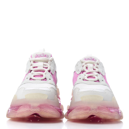 Balenciaga Fabric Mesh Clear Sole Womens Triple S Sneakers 37 White Pink 2 of 17