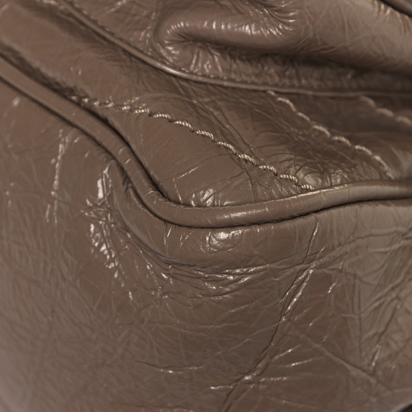 Crinkled Calfskin Matelasse Monogram Medium Niki Chain Satchel Light Natural