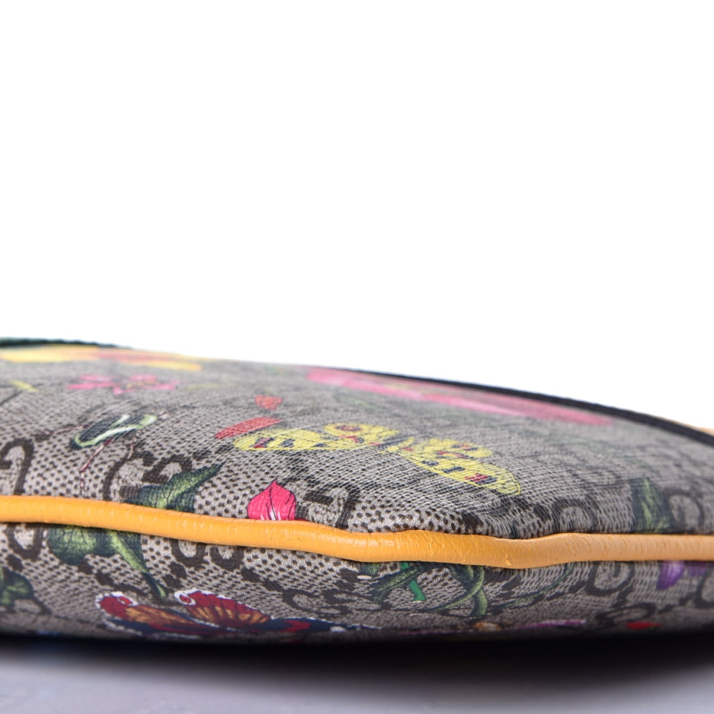 GG Supreme Monogram Flora Large Ophidia Pouch Clutch Beige Multicolor Crop