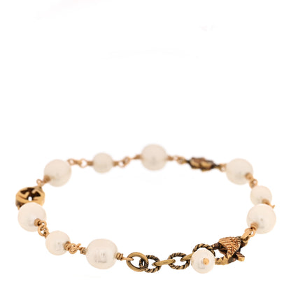 Gucci Interlocking G Flower Pearl Bracelet Gold 3 of 4