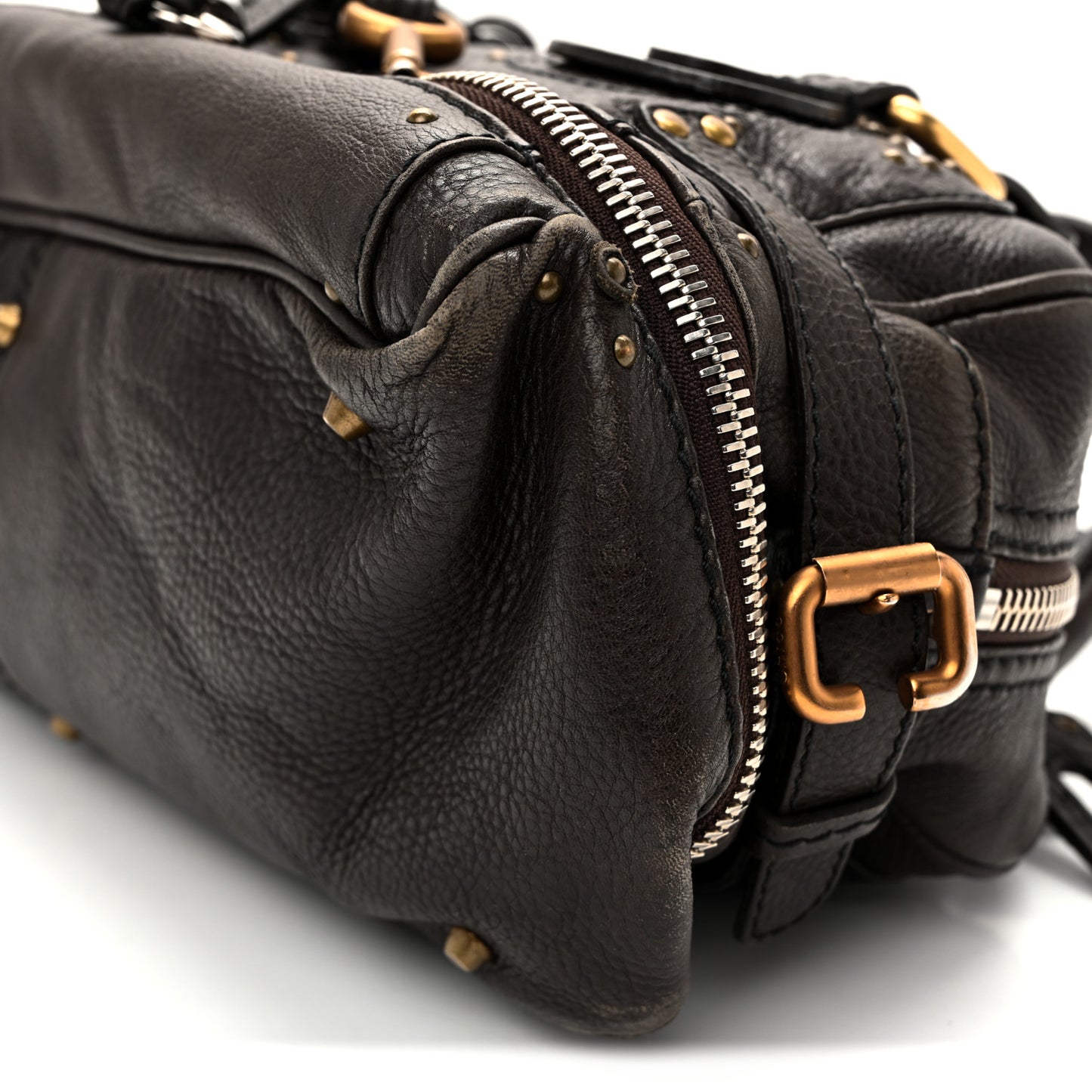 Calfskin Paddington Double Zip Bowler Chocolate