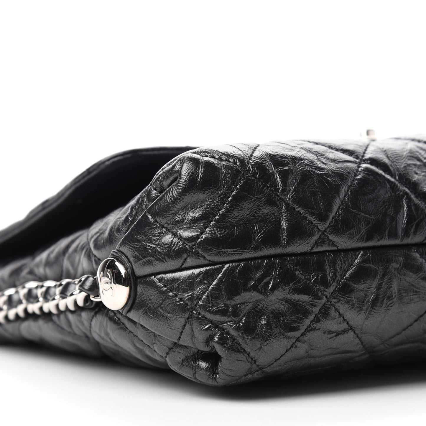 Crackled Aged Calfskin Big Bang Flap Black