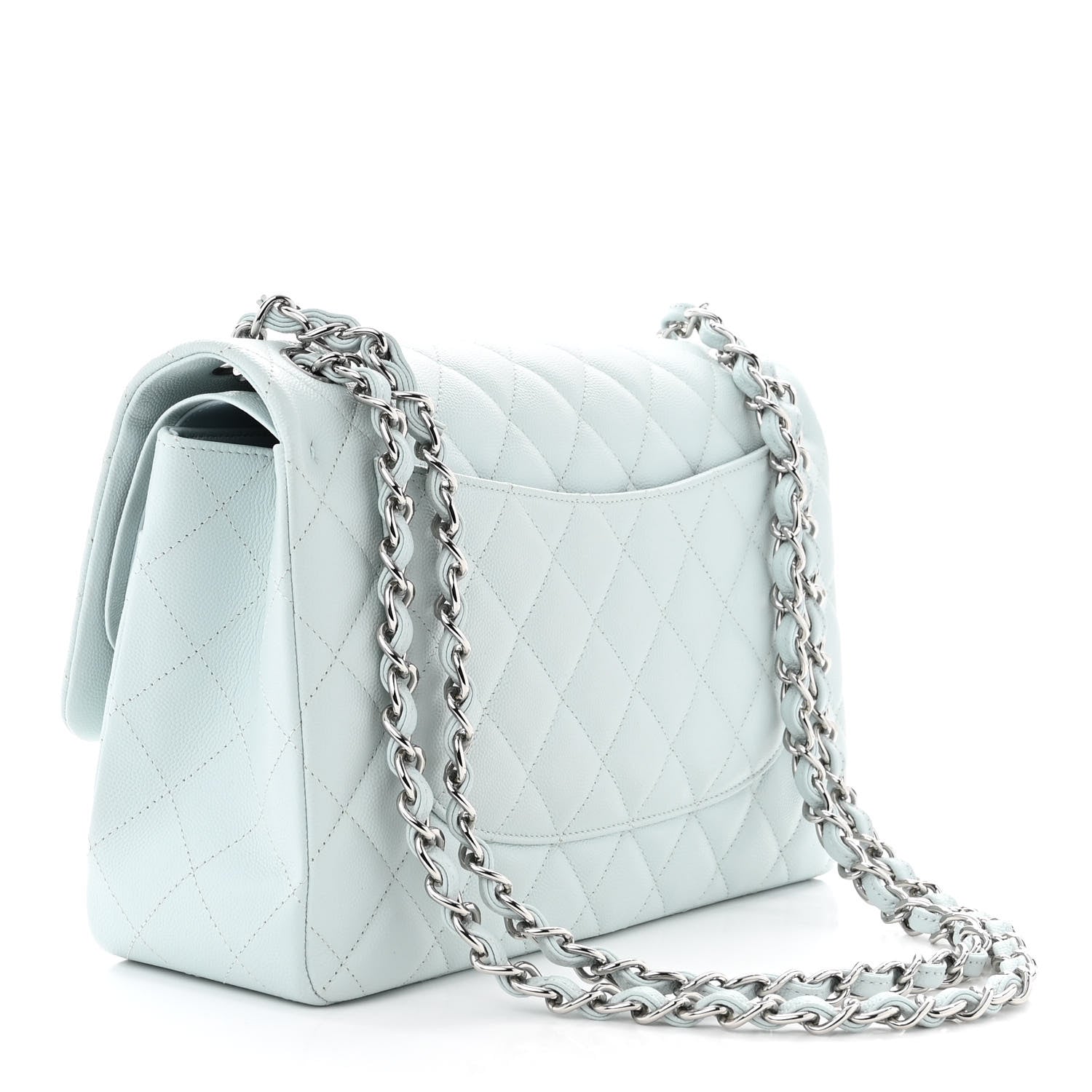 Chanel Caviar Quilted Jumbo Double Flap Light Blue 3 of 11