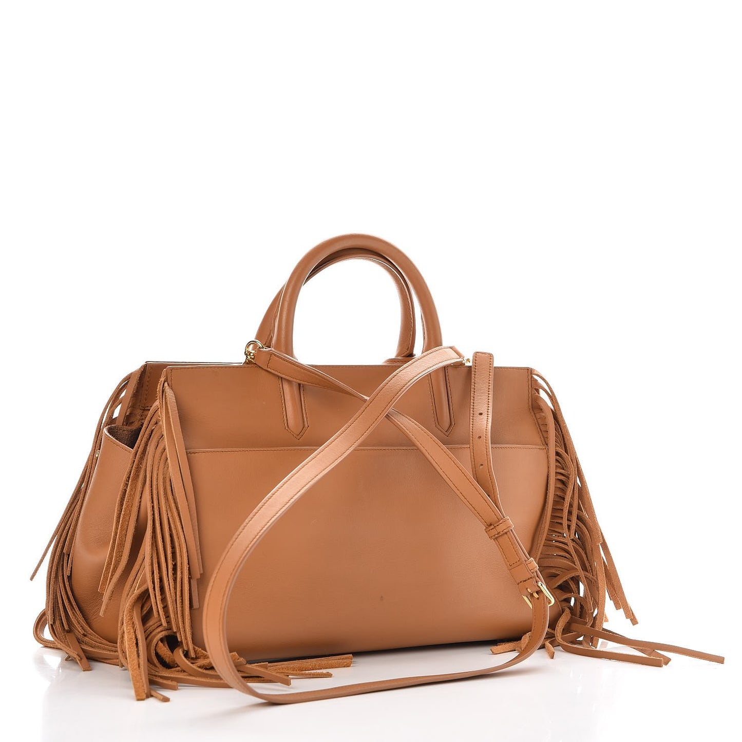 Calfskin Small Rive Gauche Fringe Tote Tan