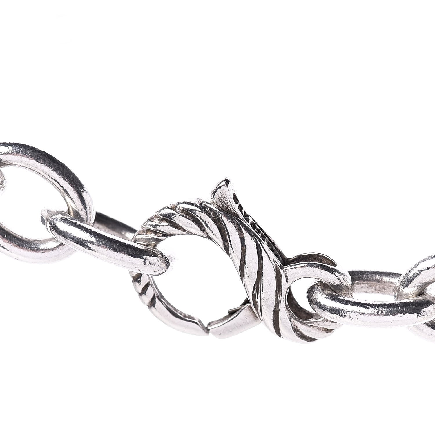 David Yurman Sterling Silver 18K Yellow Gold Link Figaro Link Toggle Necklace 15.5 5 of 6