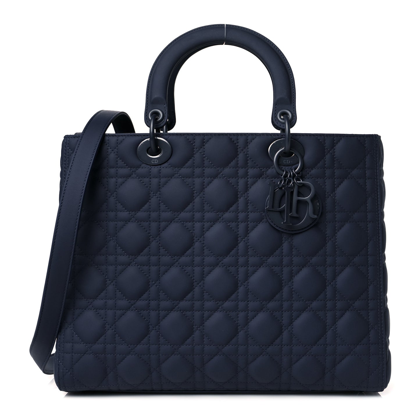 Ultra Matte Calfskin Cannage Large Lady Dior Blue