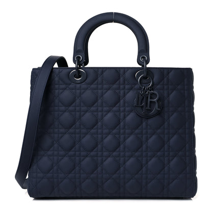 Christian Dior Ultra Matte Calfskin Cannage Large Lady Dior Blue 1 of 10