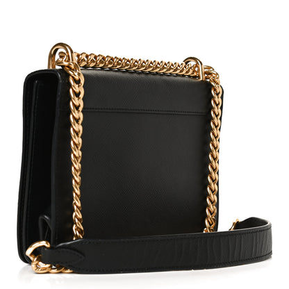 Prada Saffiano Soft Calfskin Chain Crossbody Bag Black 3 of 9