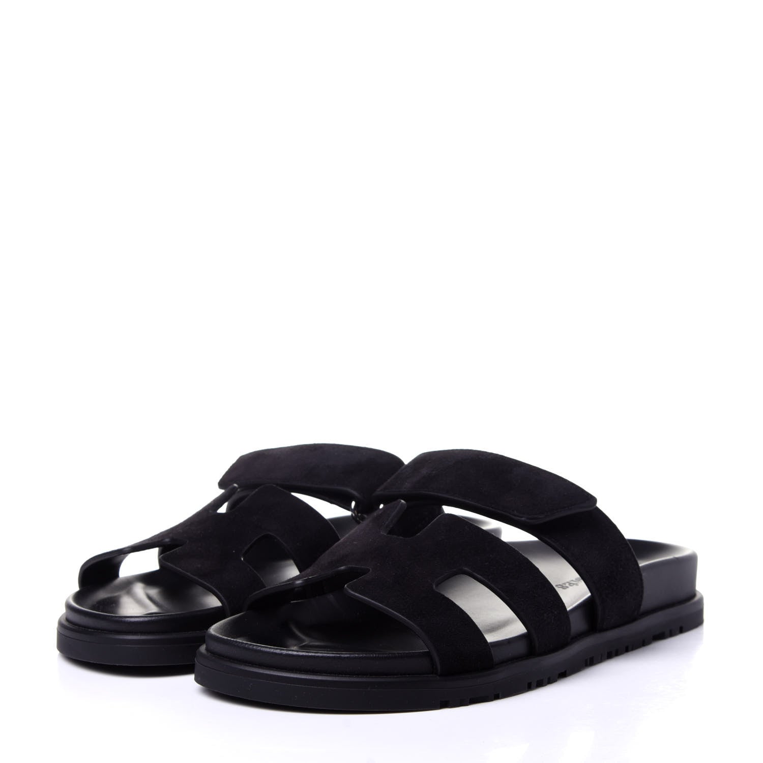 Hermes Suede Goatskin Womens Chypre Sandals 36 Black 4 of 9