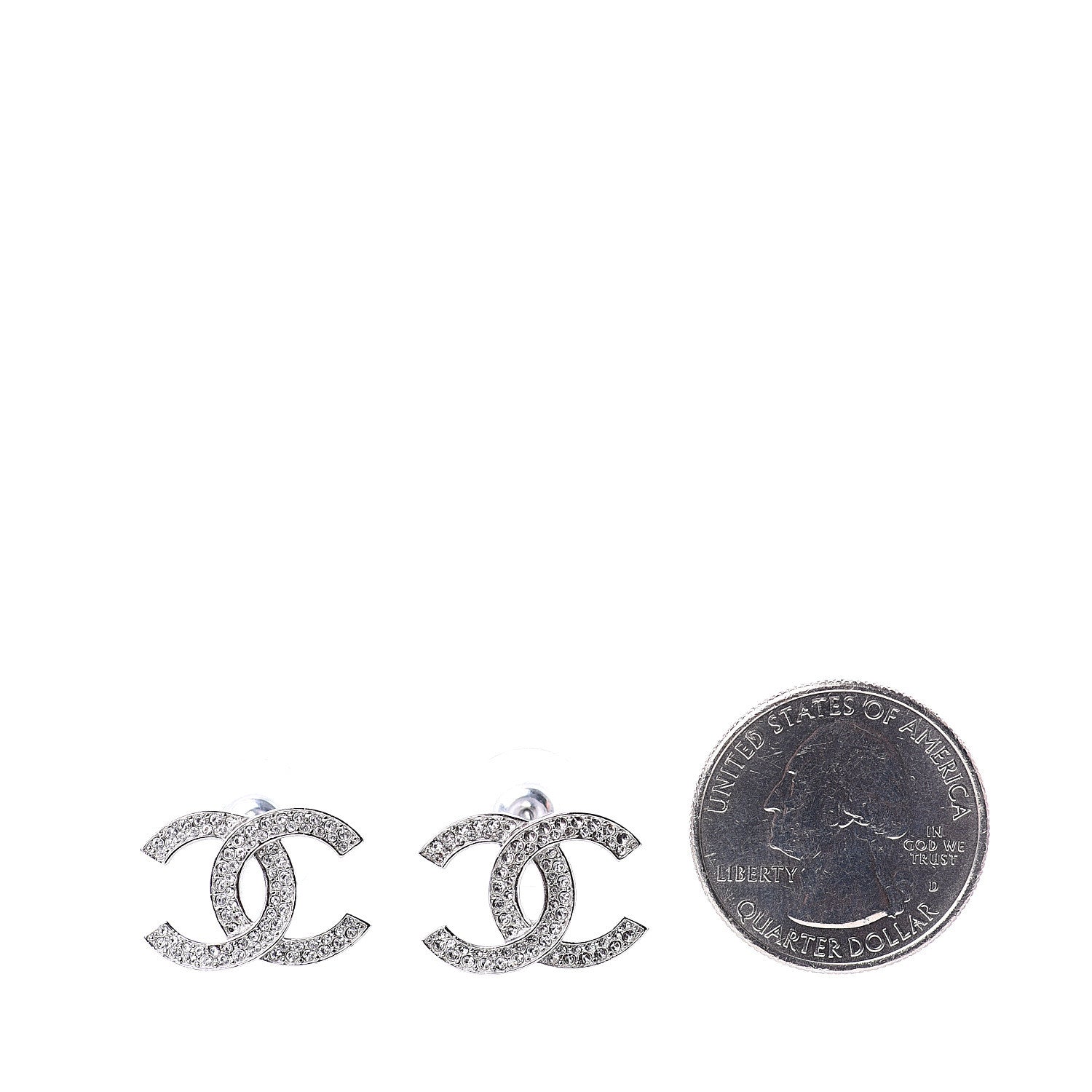 Chanel Crystal CC Earrings Silver 2 of 5