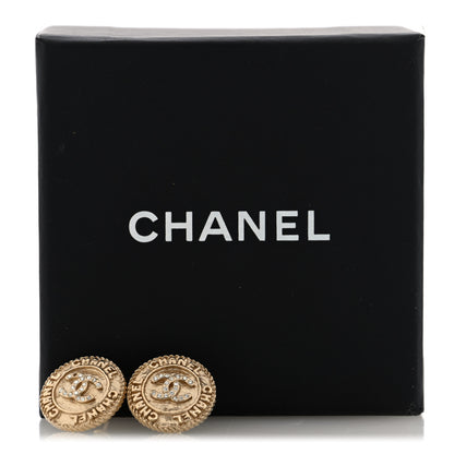 Chanel Metal Crystal CC Medallion Round Earrings Gold 5 of 5