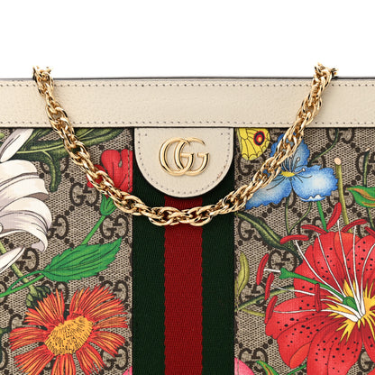 Gucci GG Supreme Monogram Flora Web Small Ophidia Chain Shoulder Bag White 9 of 11