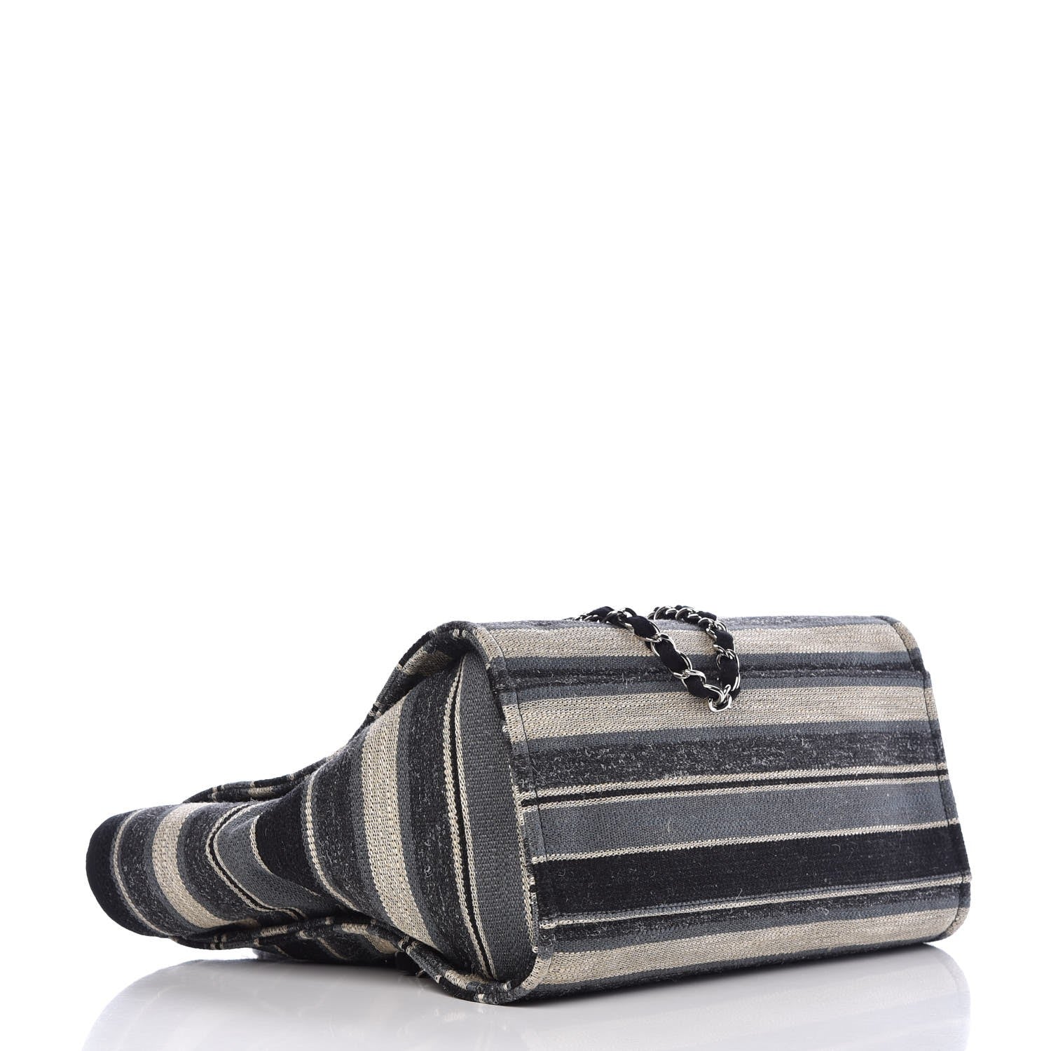Chanel Striped Canvas Medium Deauville Tote Black 5 of 8