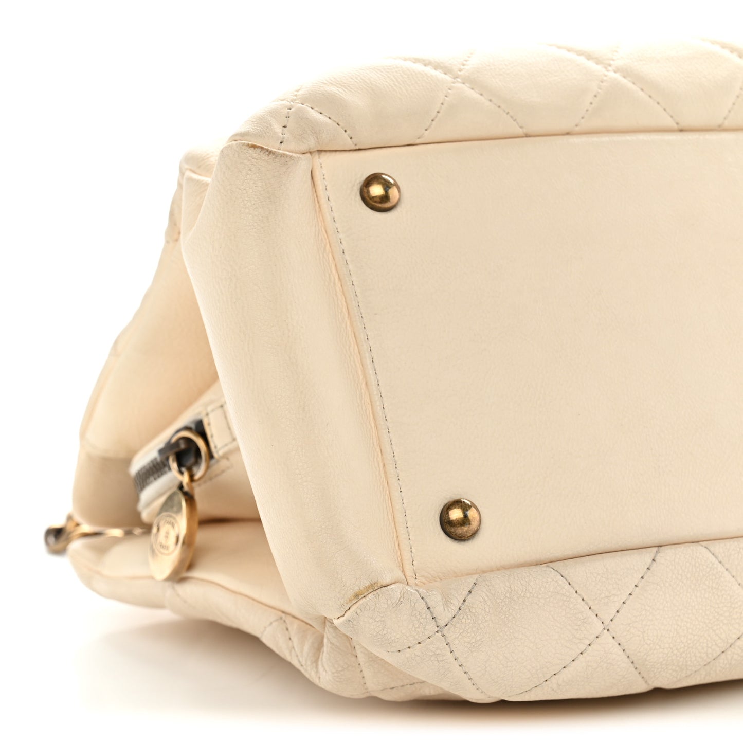 Calfskin Quilted Small CC Crown Tote Beige