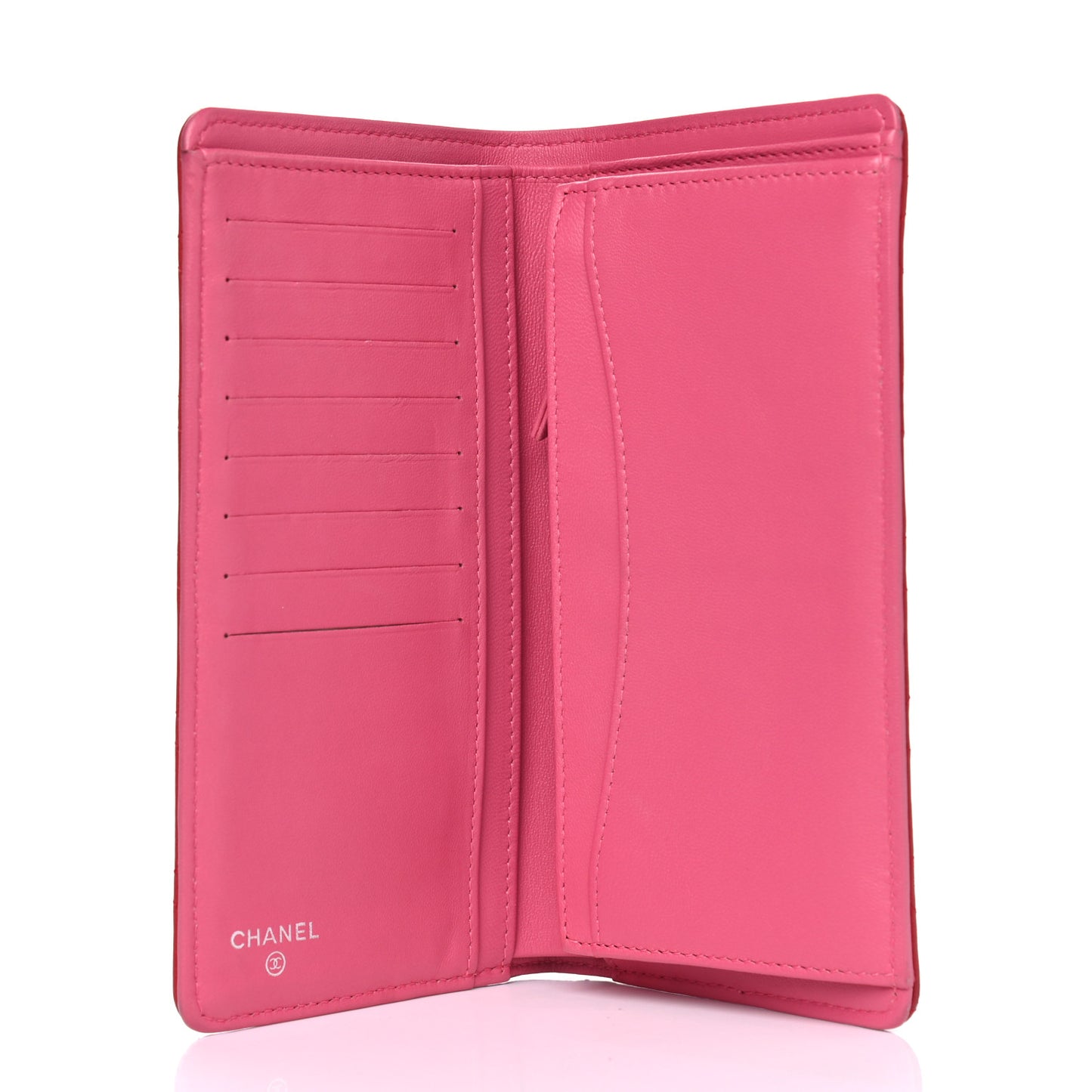 Lambskin Quilted Yen Wallet Red Pink
