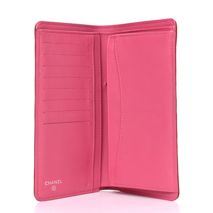 Chanel Lambskin Quilted Yen Wallet Red Pink 4 of 9