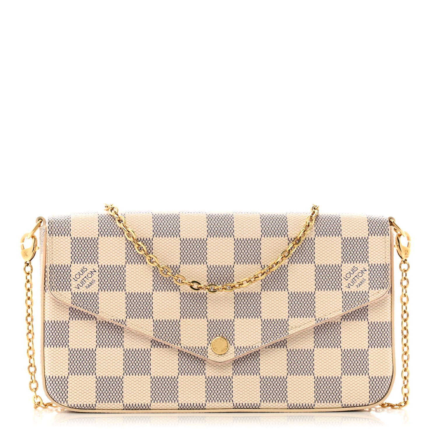Louis Vuitton Damier Azur Pochette Felicie Chain Wallet Rose Ballerine 1 of 13