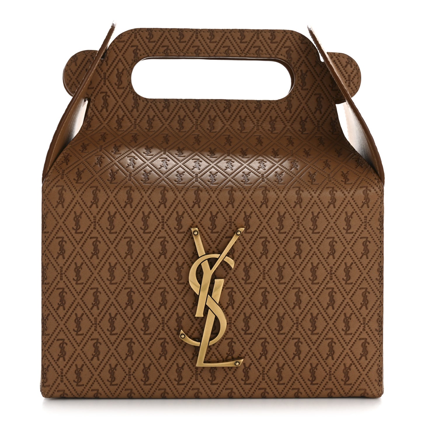Calfskin Monogram Take Away Box Dusty Vintage Brown Gold