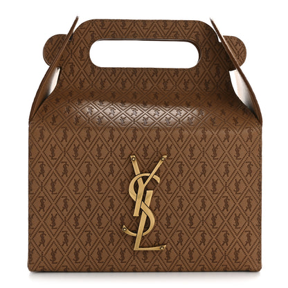 Saint Laurent Calfskin Monogram Take Away Box Dusty Vintage Brown Gold 1 of 12