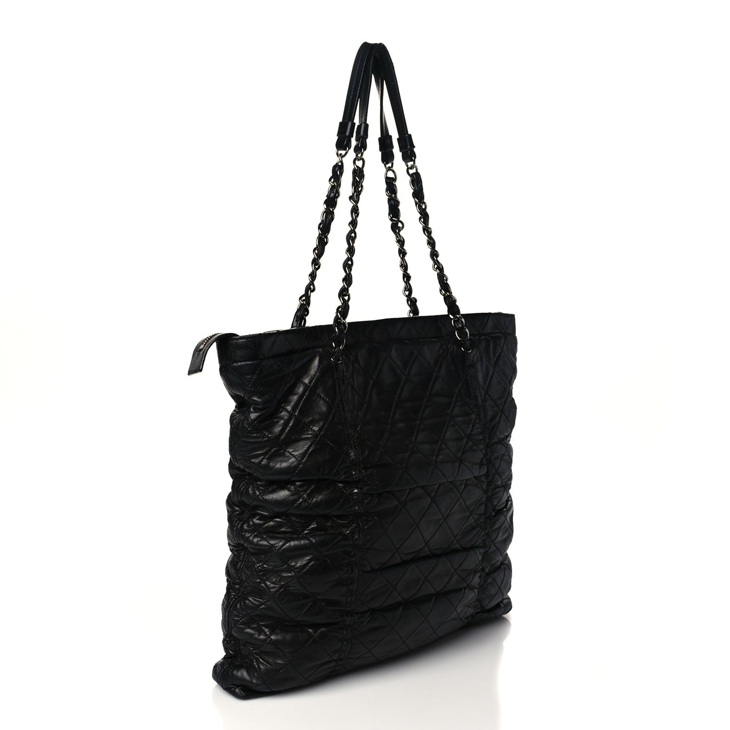Lambskin Quilted Sharpei Shopping Tote Black