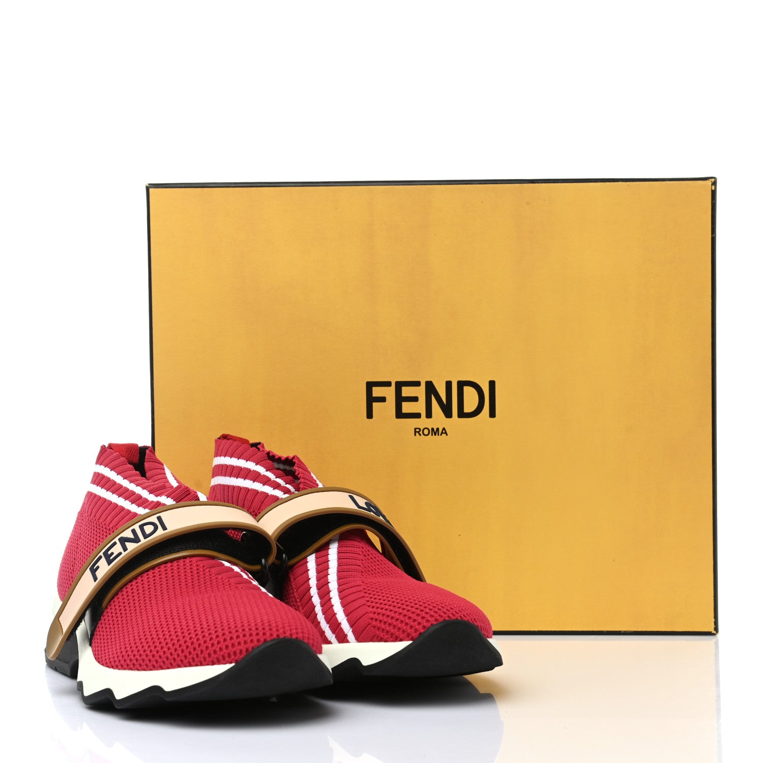 Fendi Stretch Yarn Stiff Band Rockoko Sneakers 36 Vino White 8 of 8