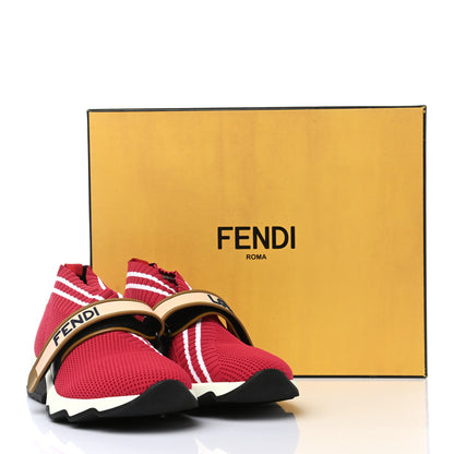 Fendi Stretch Yarn Stiff Band Rockoko Sneakers 36 Vino White 8 of 8