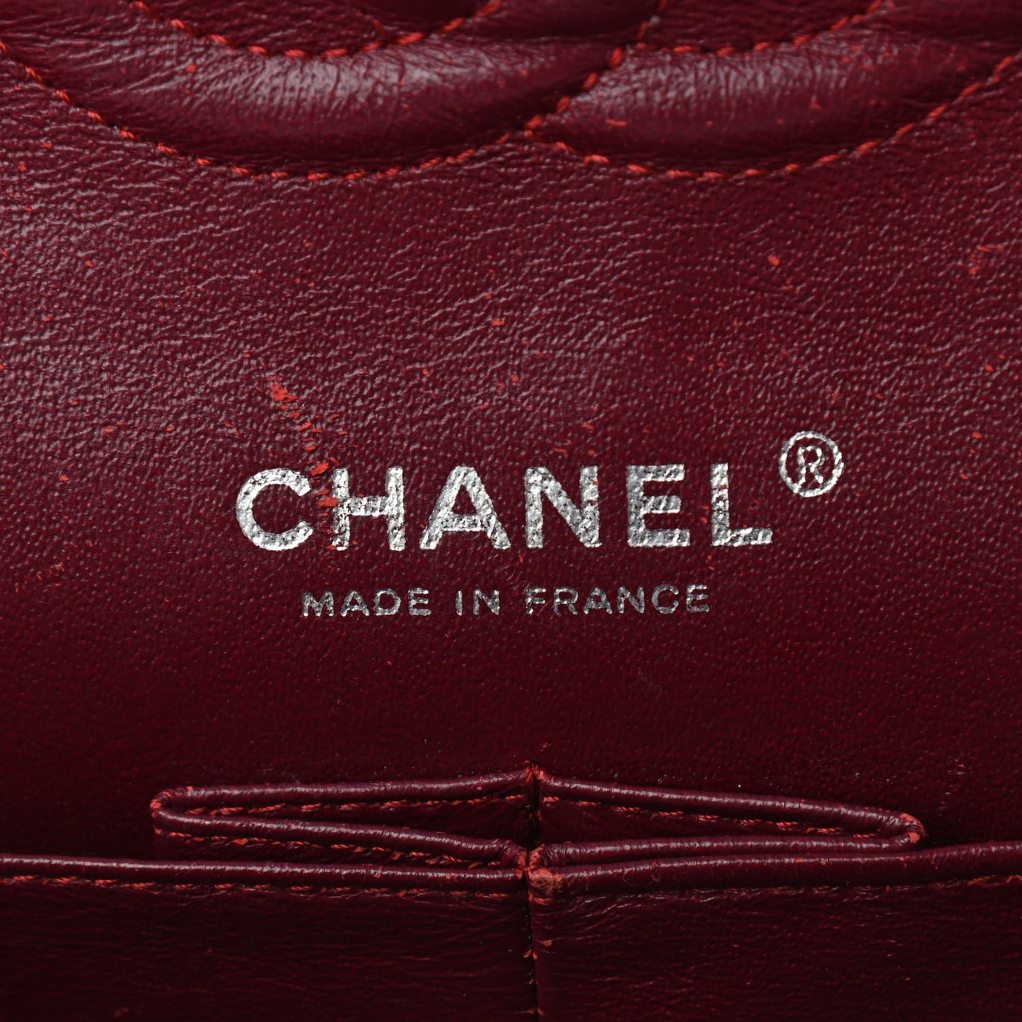 Patent Calfskin Quilted Medium Double Flap Dark Red