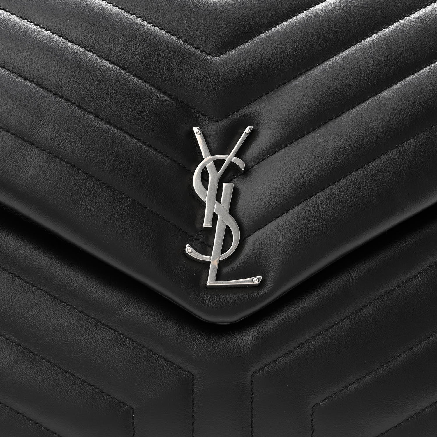 Saint Laurent Calfskin Y Quilted Monogram Large Loulou Chain Satchel Black 7 of 9