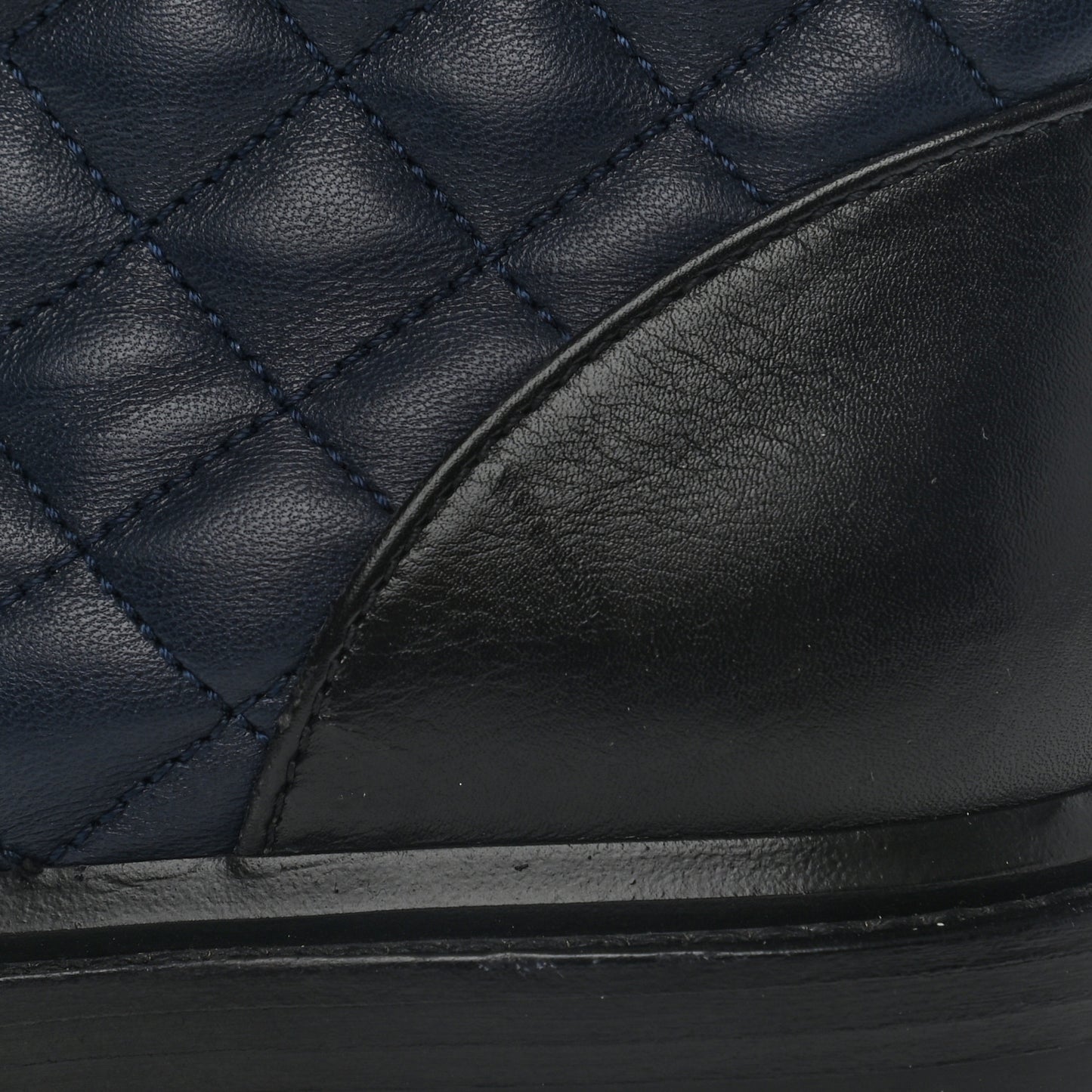 Lambskin Calfskin Quilted Lace Up Combat Boots 39 Navy Black