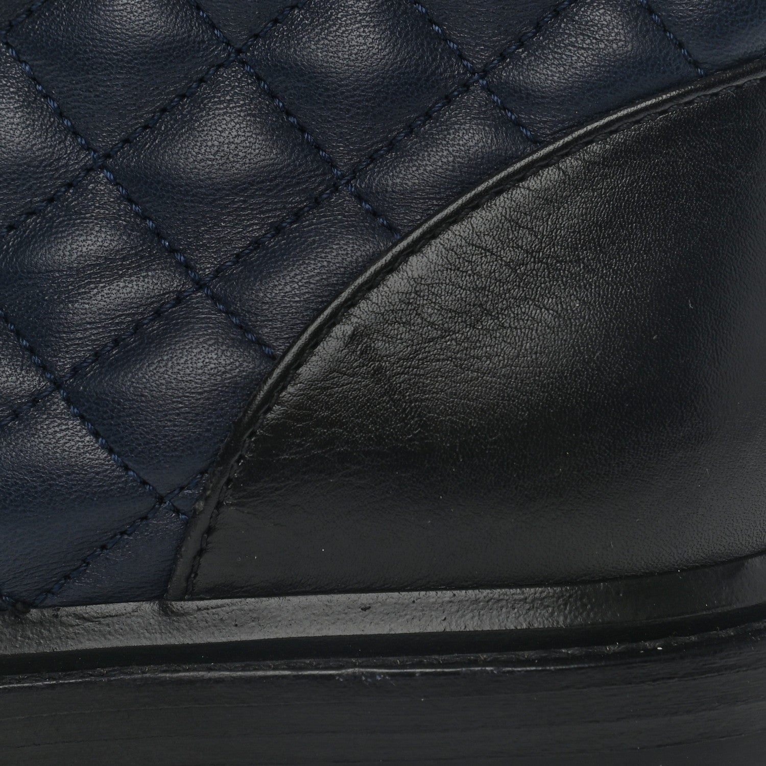 Chanel Lambskin Calfskin Quilted Lace Up Combat Boots 39 Navy Black 11 of 11