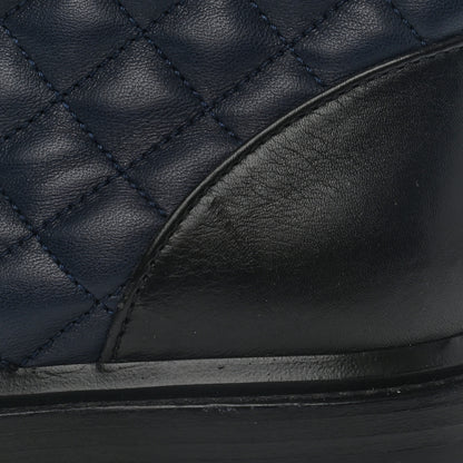 Chanel Lambskin Calfskin Quilted Lace Up Combat Boots 39 Navy Black 11 of 11