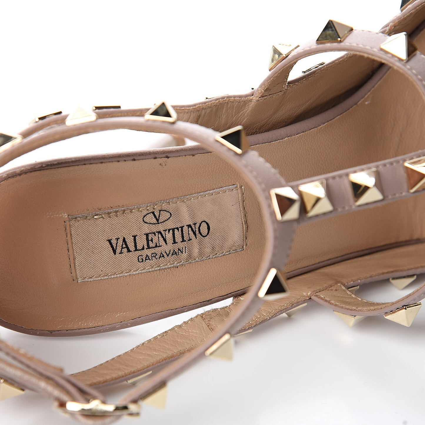 Patent Nappa Rockstud Ankle Strap 100mm Pumps 38 Poudre