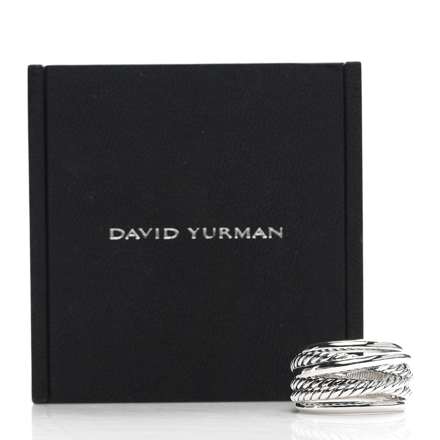 David Yurman Sterling Silver 15mm Narrow Crossover Cable Ring 57 8 5 of 5