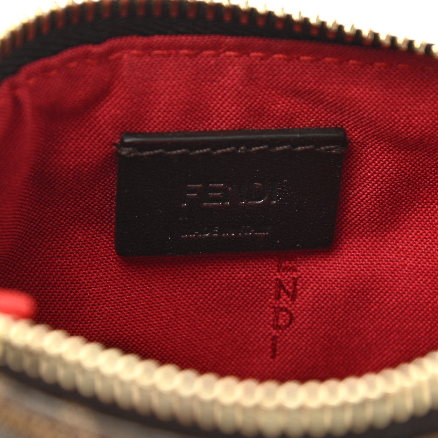 Fendi X FILA Glazed Fabric Vitello Century FF 1974 Mania Beauty Pouch Mogano Panna Blueberry 6 of 8