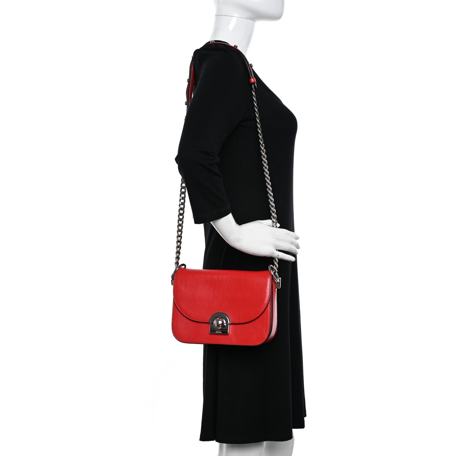 Prada Glace Calfskin Arcade Crossbody Bag Lacca 2 of 9