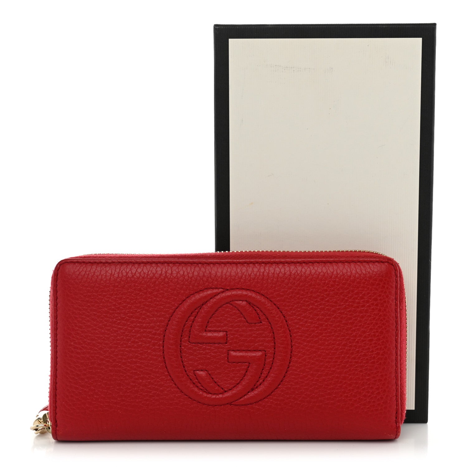 Gucci Pebbled Calfskin Soho Zip Around Wallet Red 14 of 14