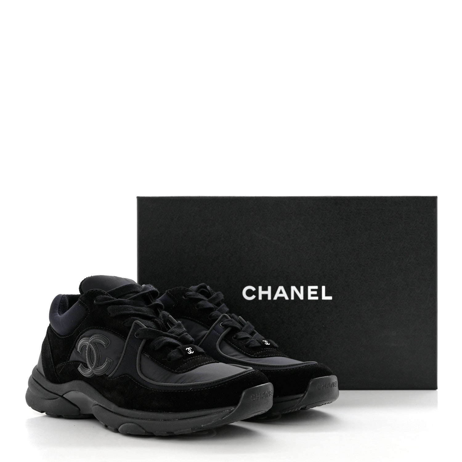 Chanel Fabric Calfskin Suede CC Sneakers 40.5 Black 8 of 8