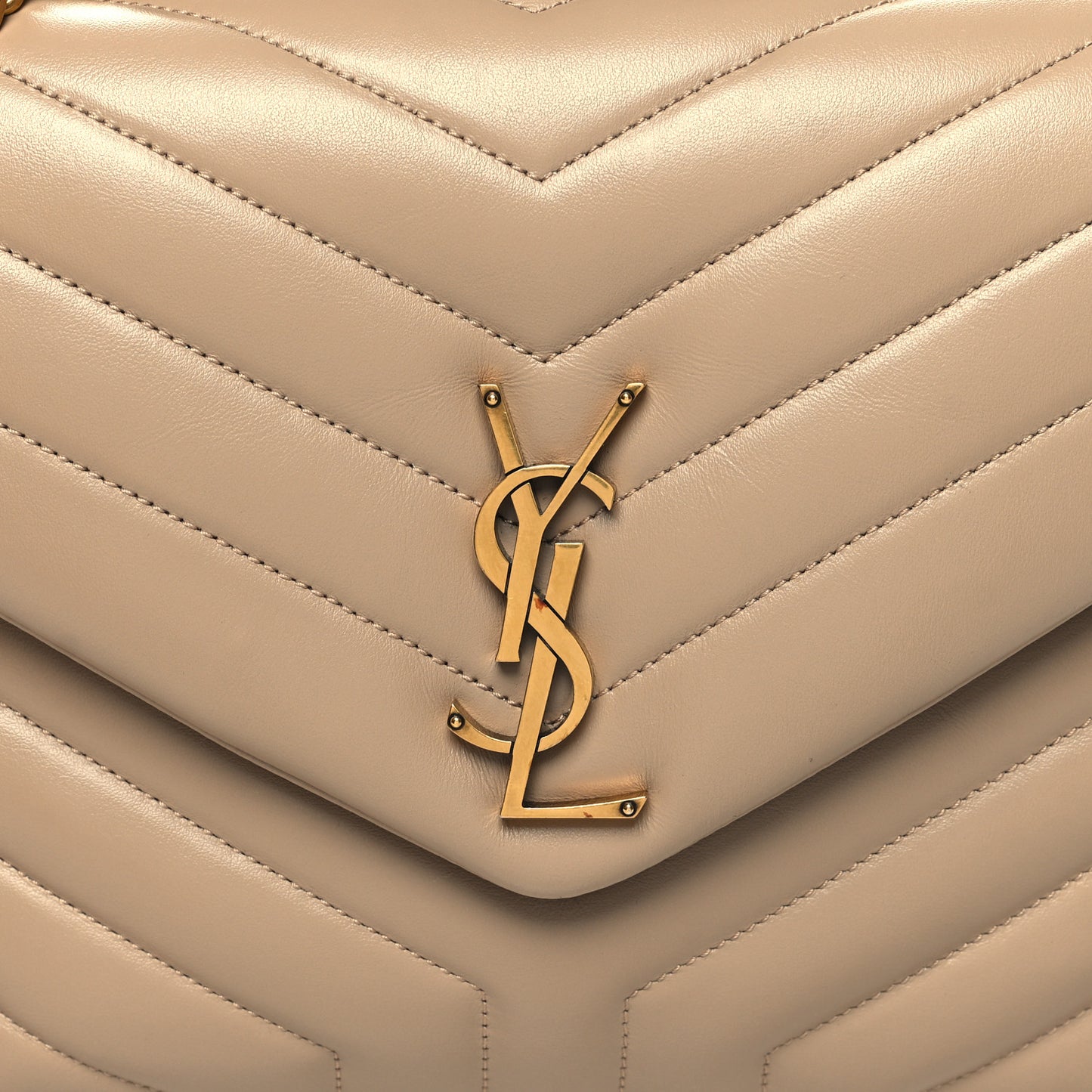 Calfskin Y Quilted Monogram Medium Loulou Chain Satchel Dark Beige