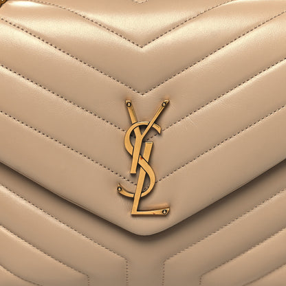 Saint Laurent Calfskin Y Quilted Monogram Medium Loulou Chain Satchel Dark Beige 8 of 10