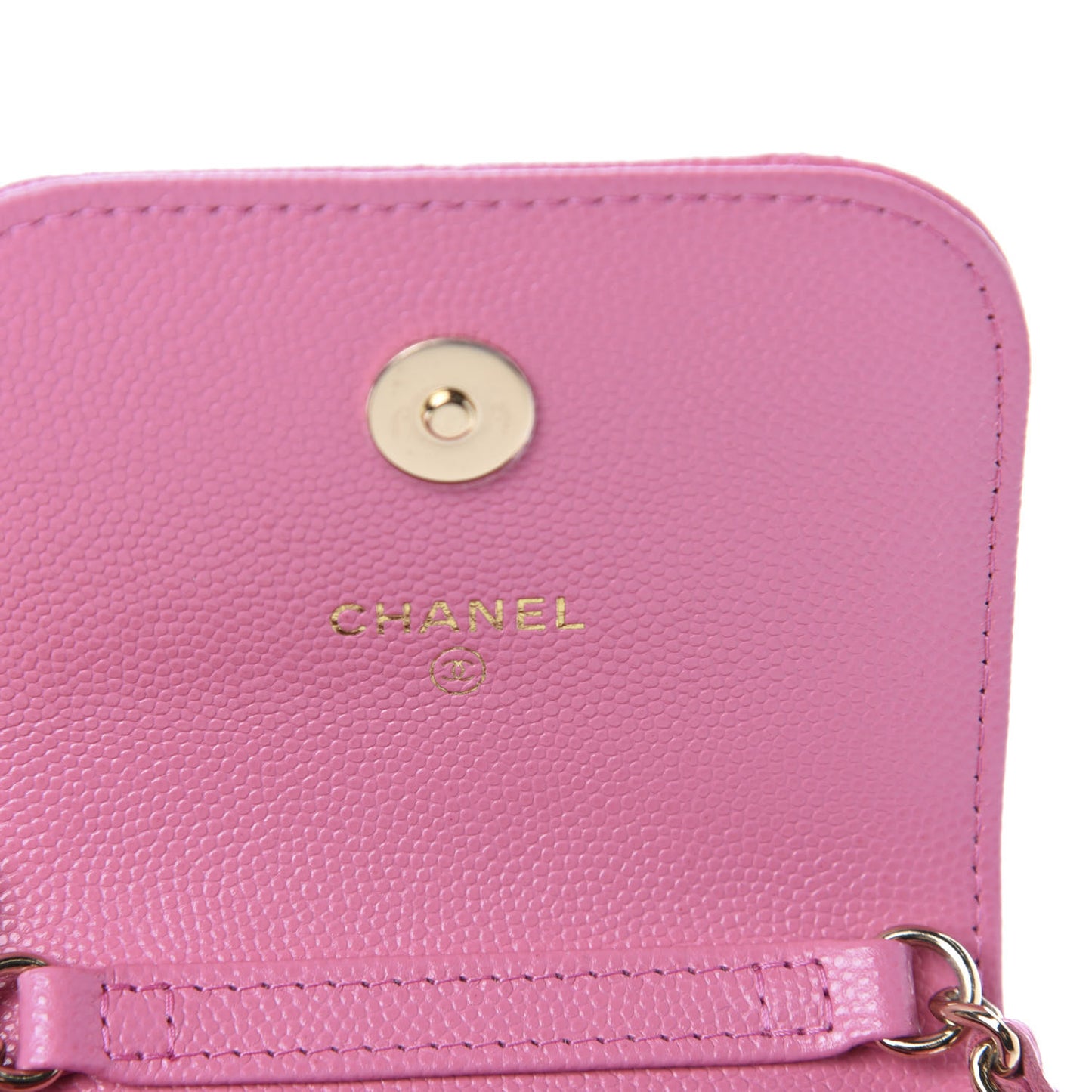 Caviar Quilted Crystal CC Airpods Pro and Phone Case With Chain Pink