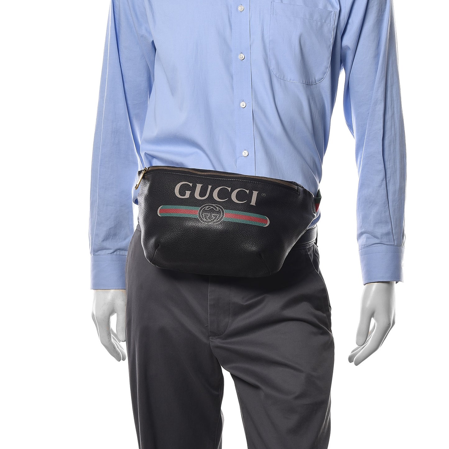Grained Calfskin Logo Belt Bag Black