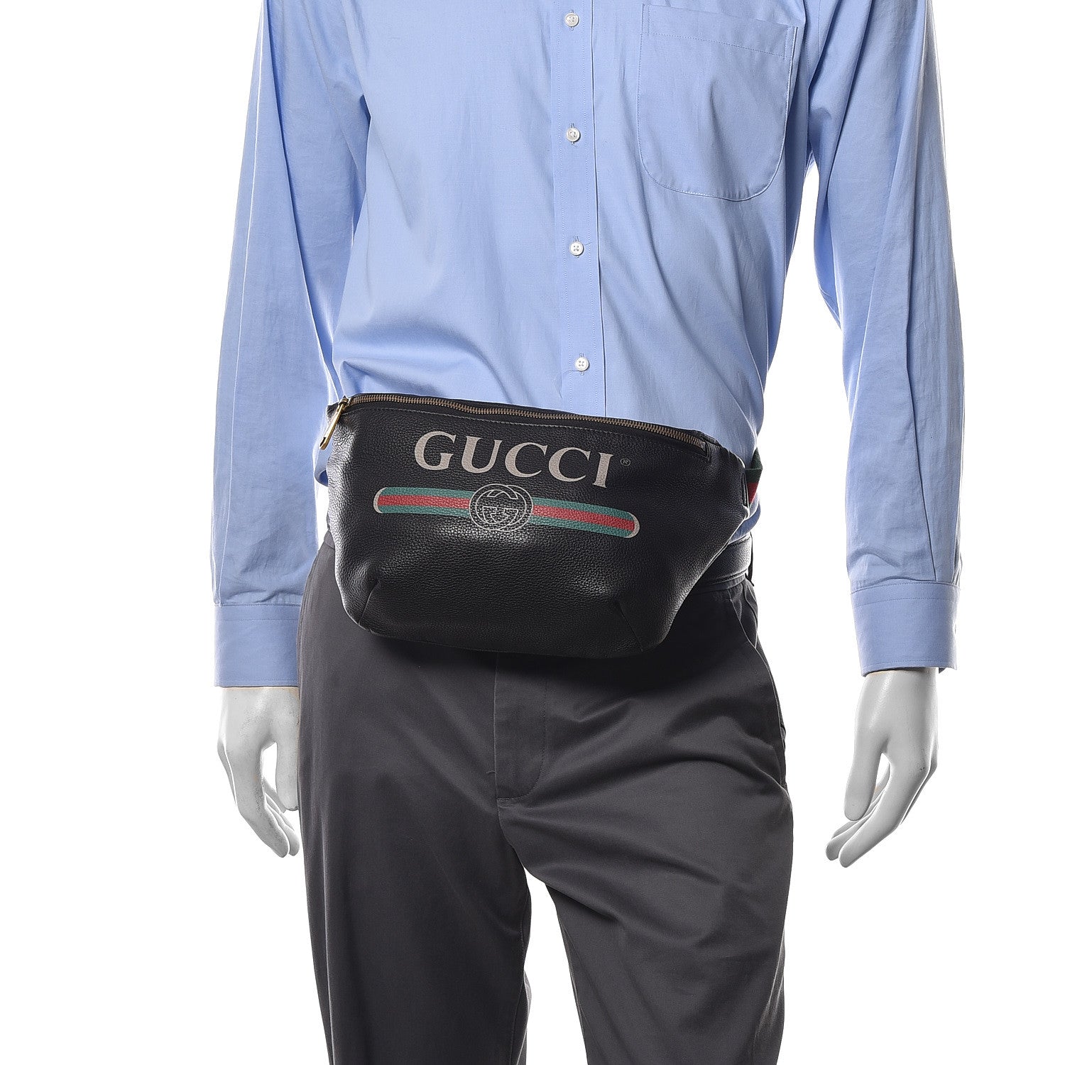 Gucci Grained Calfskin Logo Belt Bag Black 2 of 10